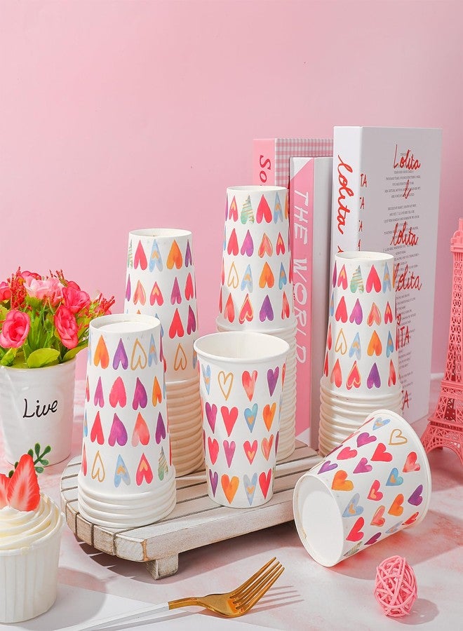 JarThenaAMCS أكواب ورقية من JarThenaAMCS، ١٠٠ قطعة، لعيد الحب، مزينة بقلوب مائية، أكواب شاي وشوكولاتة وكاكاو، أكواب ملونة للاستخدام مرة واحدة سعة ٩ أونصات، مثالية لحفلات الزفاف والذكرى السنوية وحفلات توديع العزوبية. - Image 3